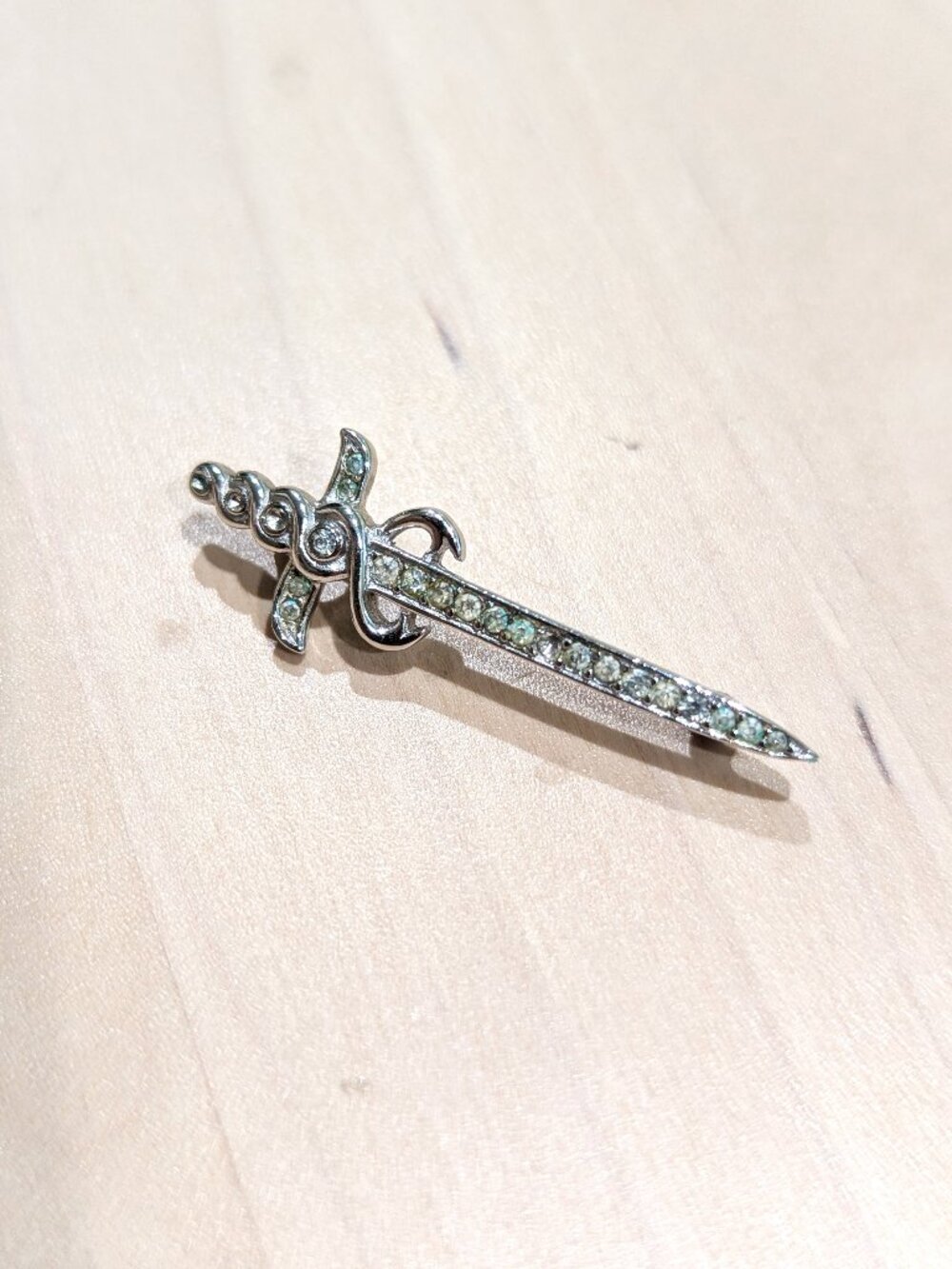Vintage Crown Trifari Silver Tone Sword Brooch